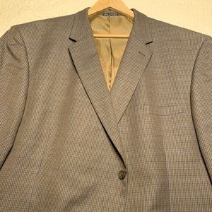 56L Mens Sportscoat Brown Blue Houndstooth